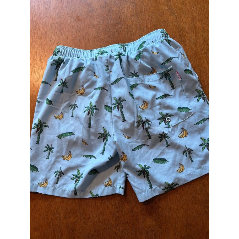 Mosmann Australia Mens Light Blue Tropical Palm Tree Banana Swim Trunks Small
